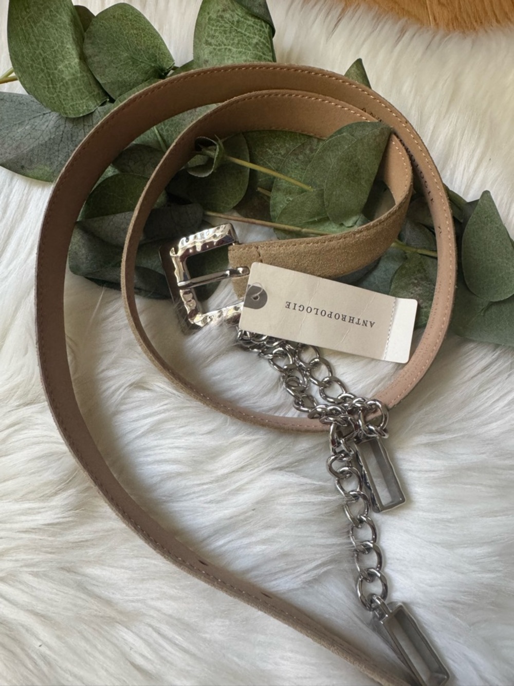 Anthropologie Suede Belt with Doubles Chain Accent - Picture 3 of 8